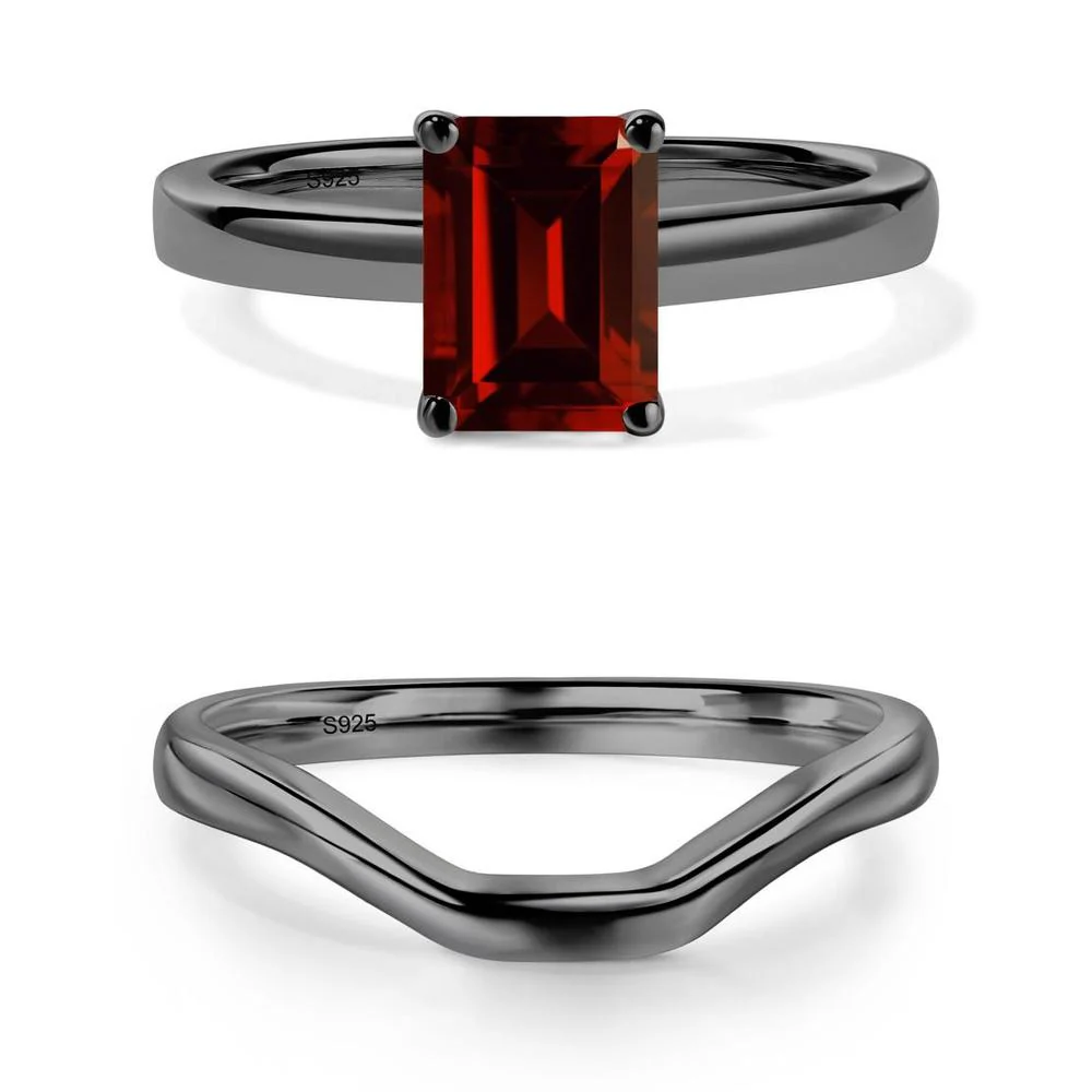 Emerald Cut Garnet Solitaire Ring - Image 21