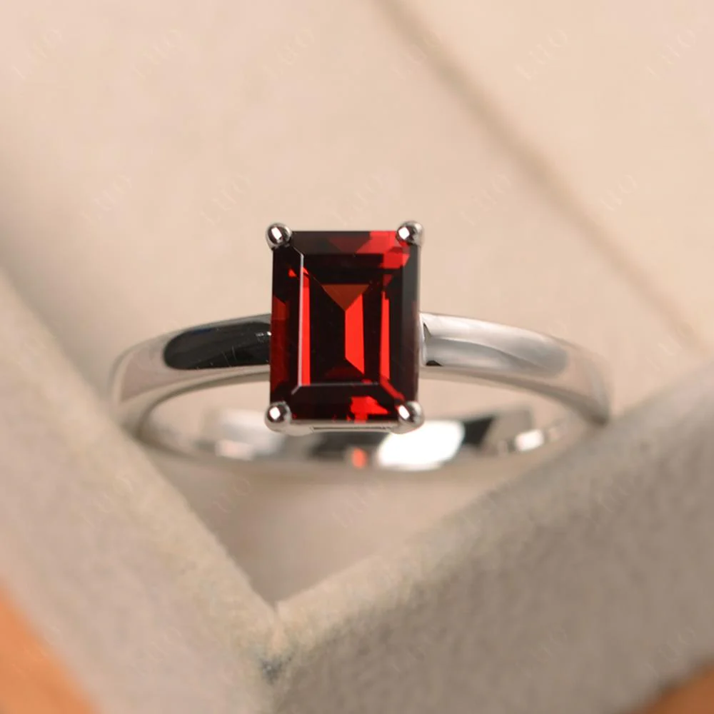 Emerald Cut Garnet Solitaire Ring - Image 30