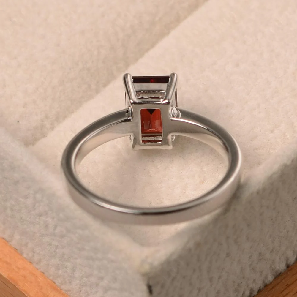 Emerald Cut Garnet Solitaire Ring - Image 31
