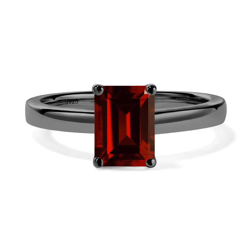 Emerald Cut Garnet Solitaire Ring - Image 6