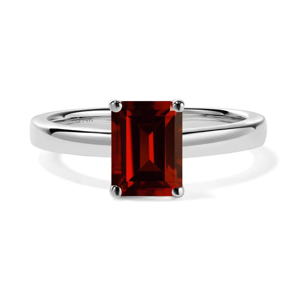 Emerald Cut Garnet Solitaire Ring - Image 8