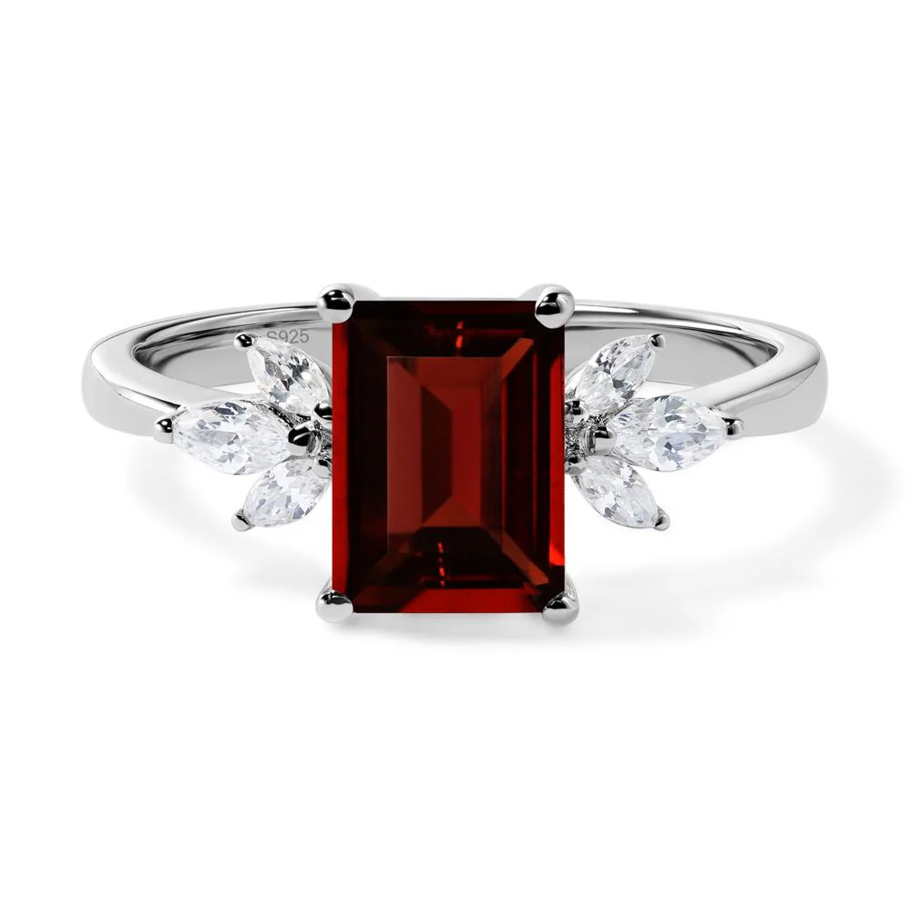 Sunburst Emerald Cut Garnet Ring - Image 2