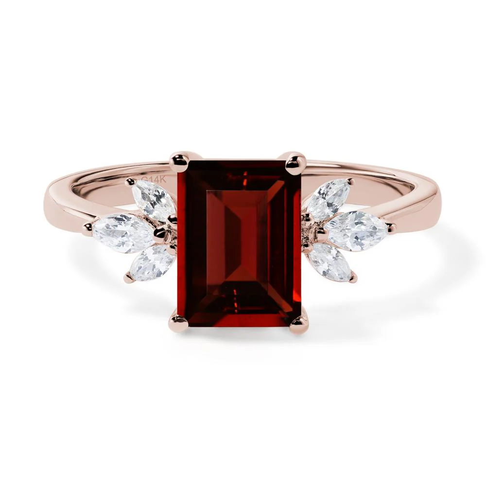 Sunburst Emerald Cut Garnet Ring - Image 5