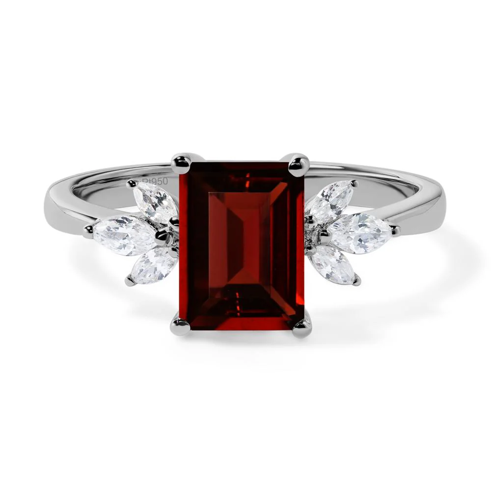Sunburst Emerald Cut Garnet Ring - Image 6