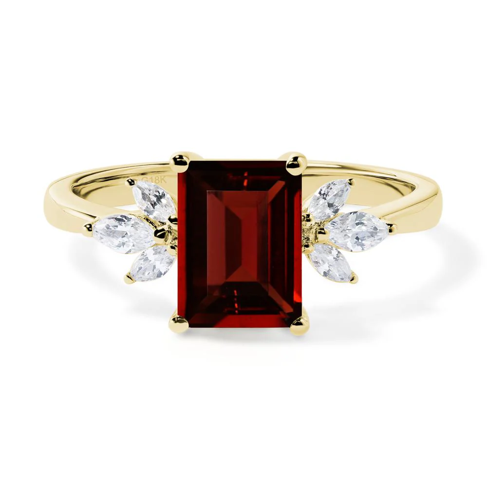 Sunburst Emerald Cut Garnet Ring - Image 8