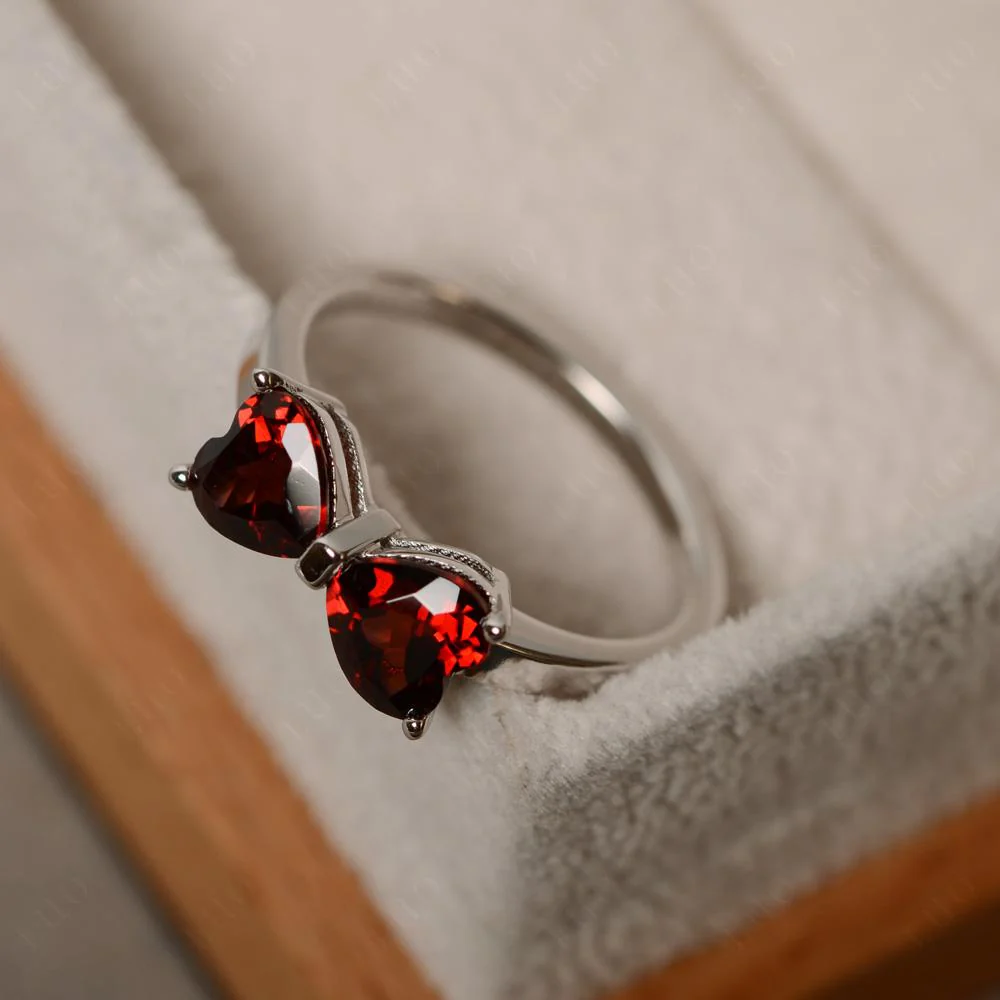 Garnet Two Stone Heart Ring - Image 12