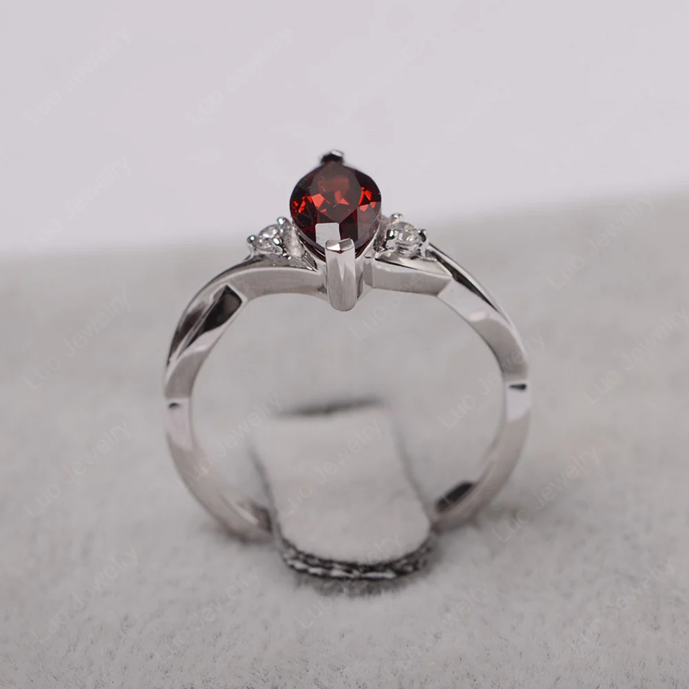 Garnet Marquise Twist Engagement Ring - Image 3