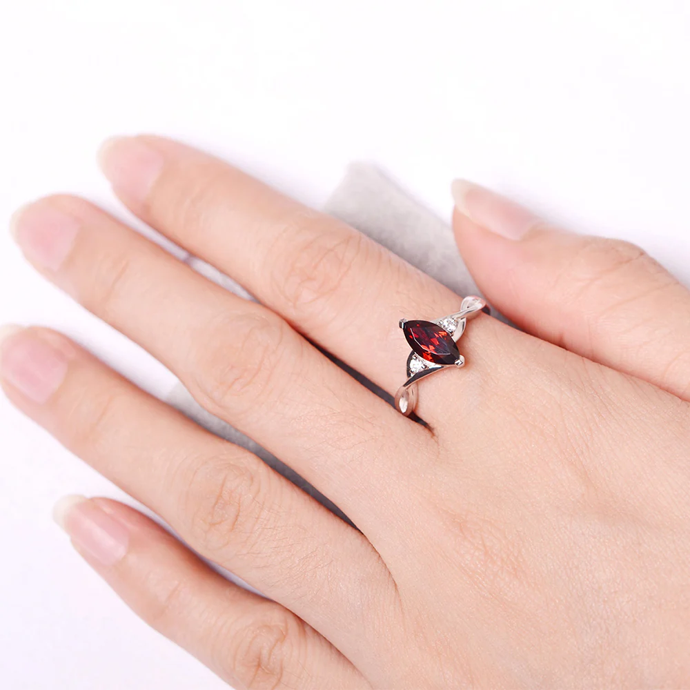 Garnet Marquise Twist Engagement Ring - Image 4