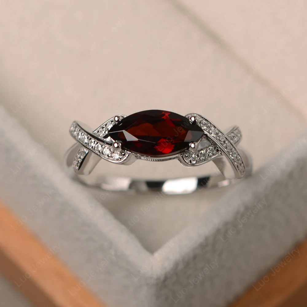 Garnet East West Criss Cross Ring