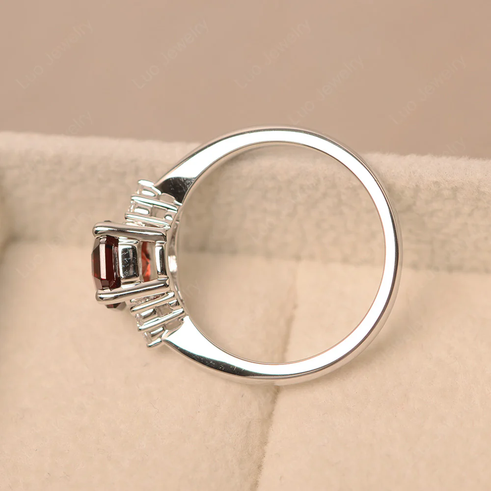 Octagon Cut Garnet Engagement Ring - Image 3