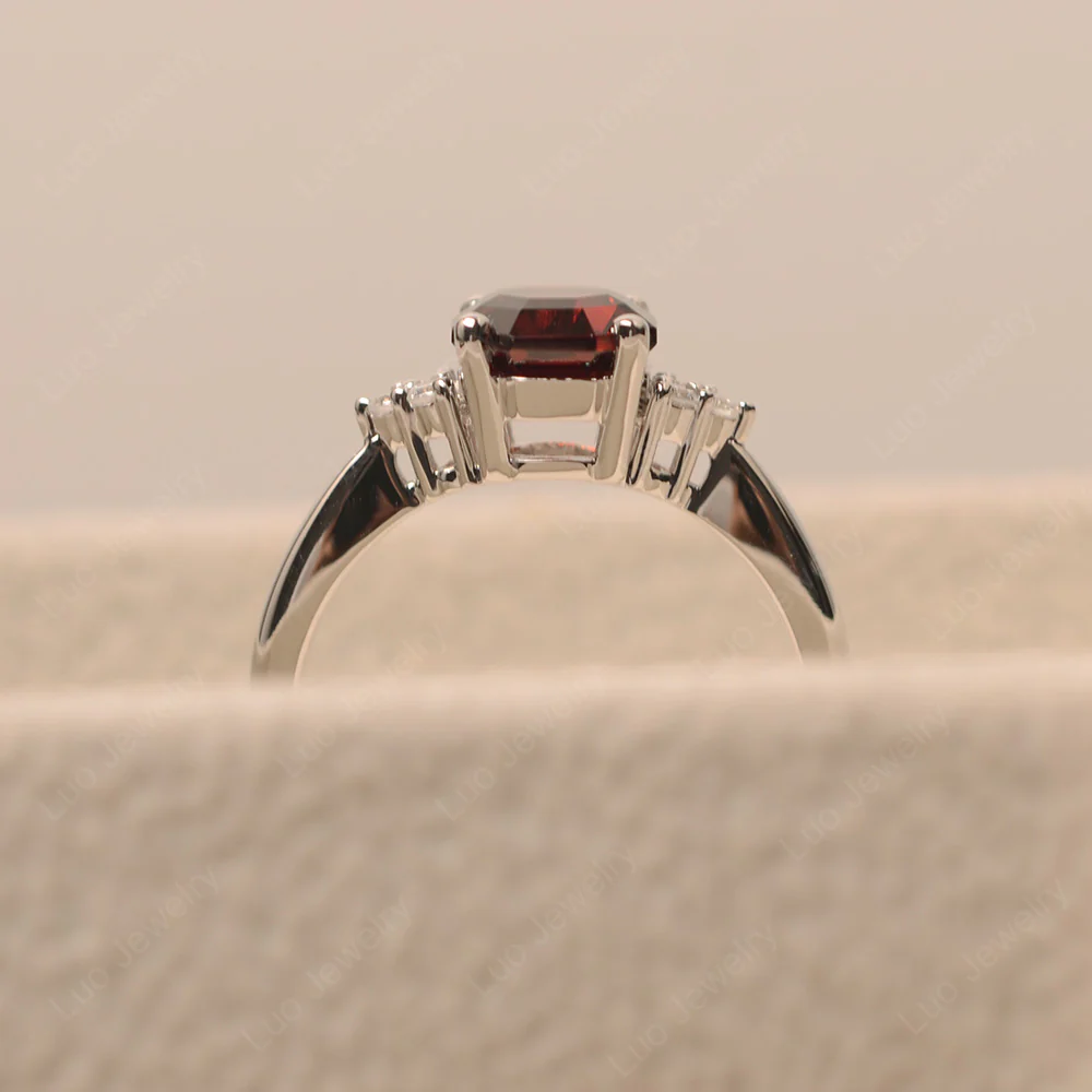 Octagon Cut Garnet Engagement Ring - Image 4