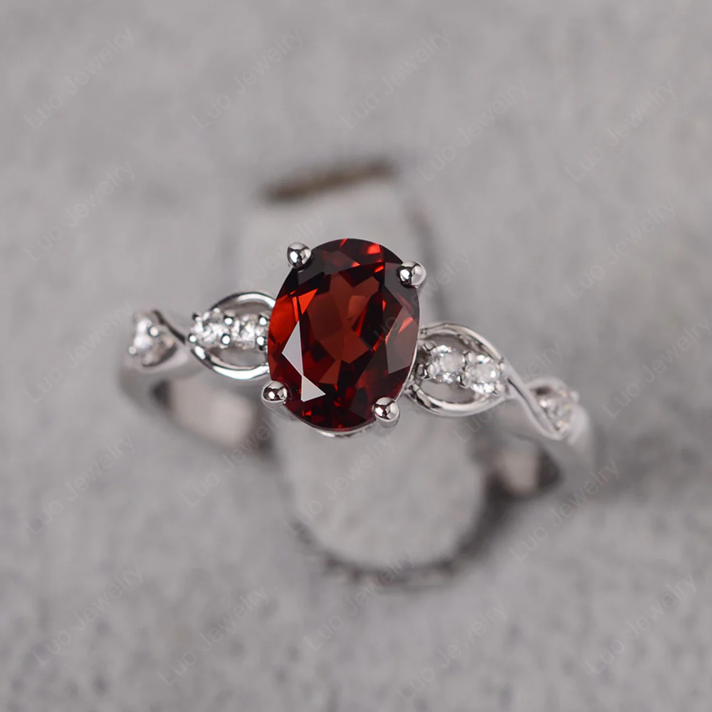 Oval Garnet Infinity Engagement Ring
