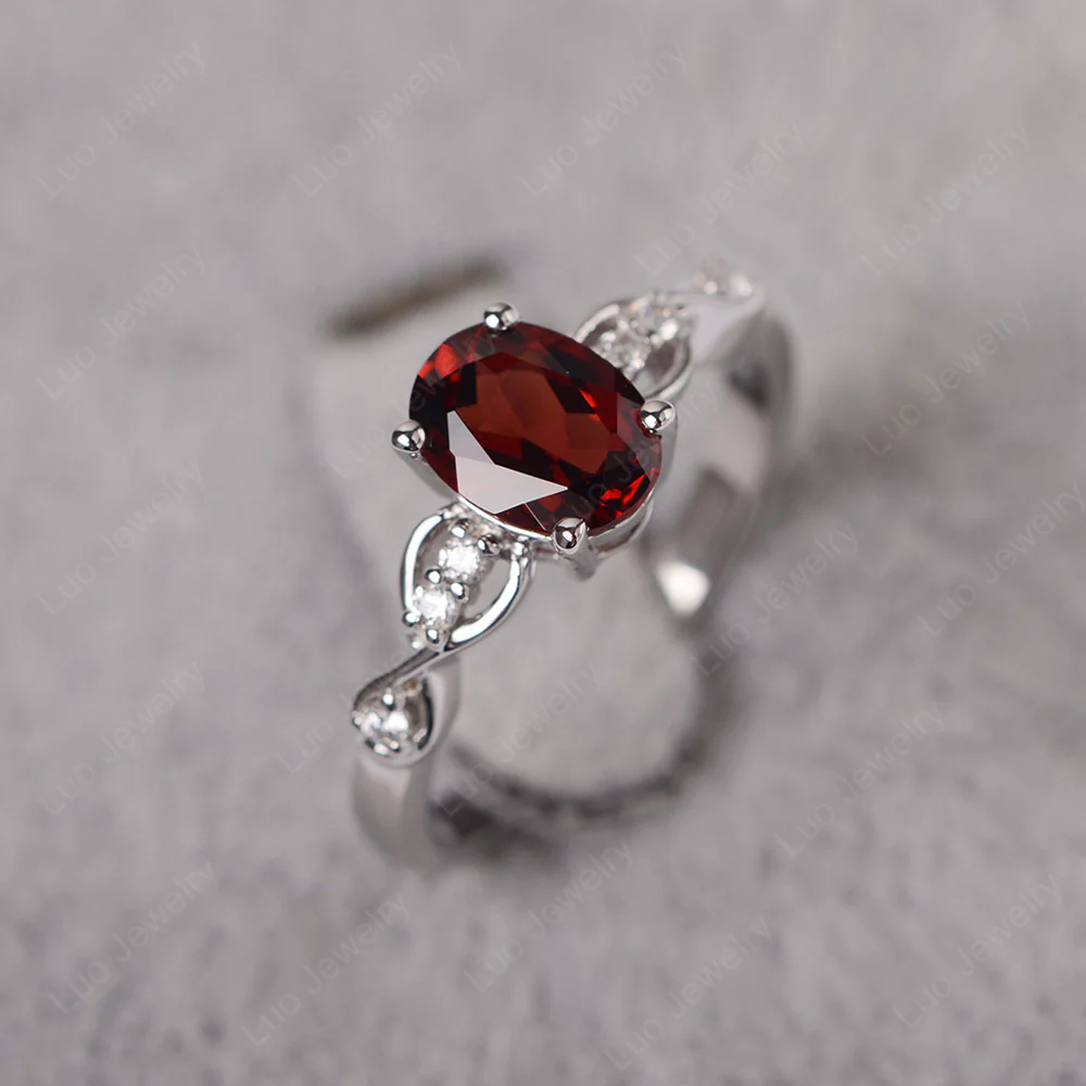 Oval Garnet Infinity Engagement Ring - Image 2