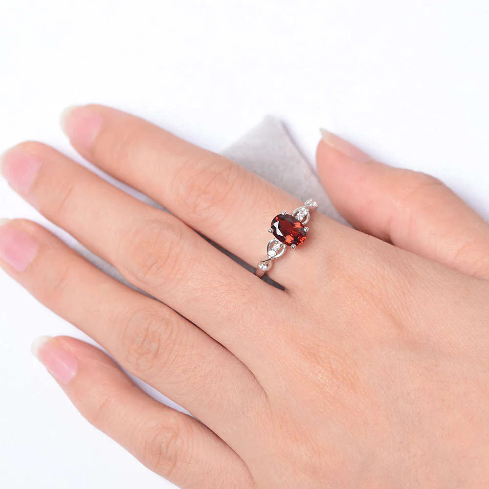 Oval Garnet Infinity Engagement Ring - Image 4