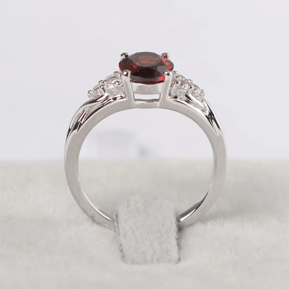 Oval Garnet Twist Engagement Ring - Image 3