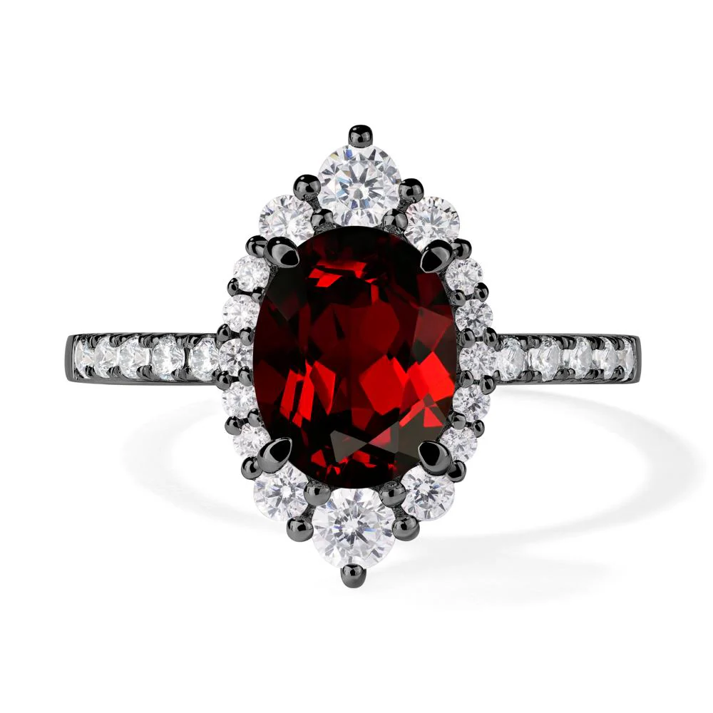 Oval Garnet Halo Cluster Ring - Image 3