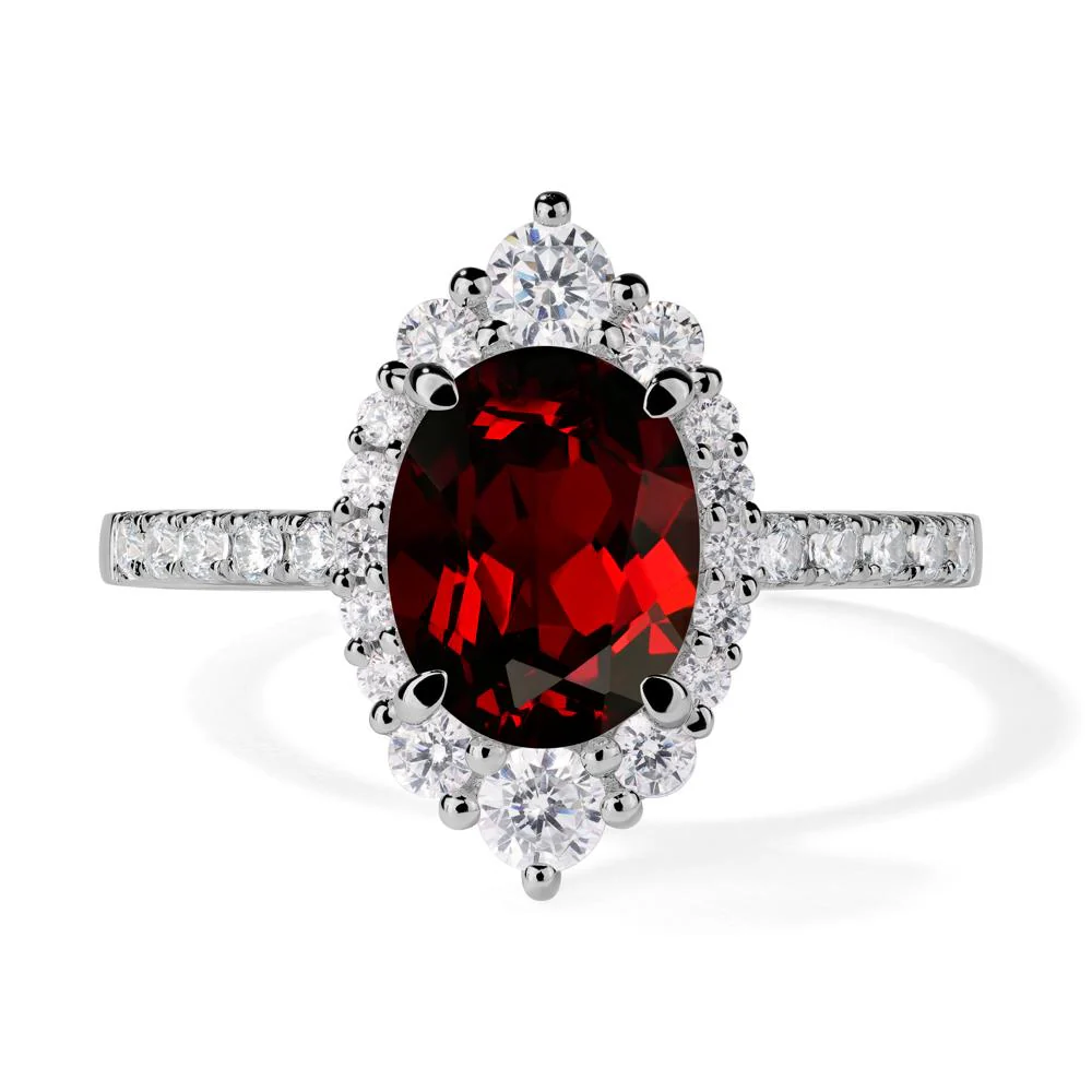 Oval Garnet Halo Cluster Ring - Image 6