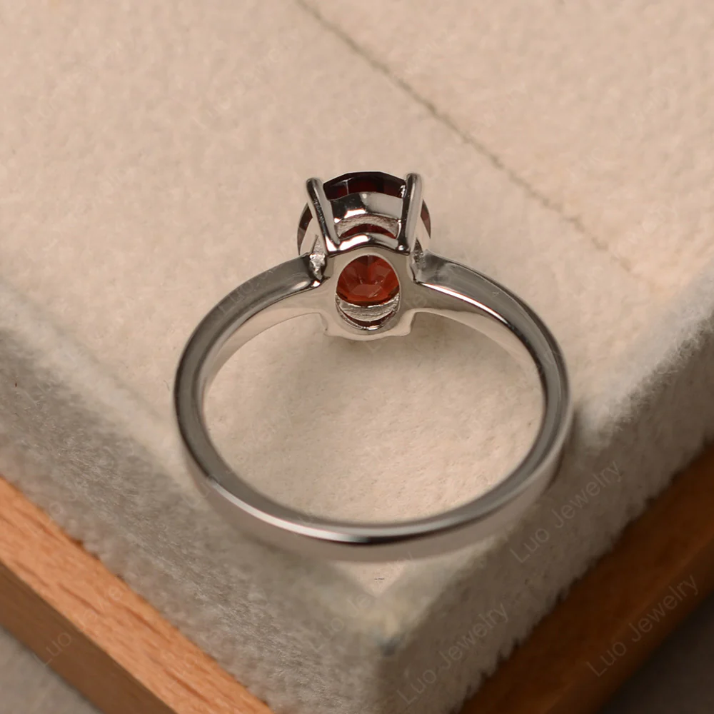 Oval Garnet Solitaire Engagement Ring - Image 3