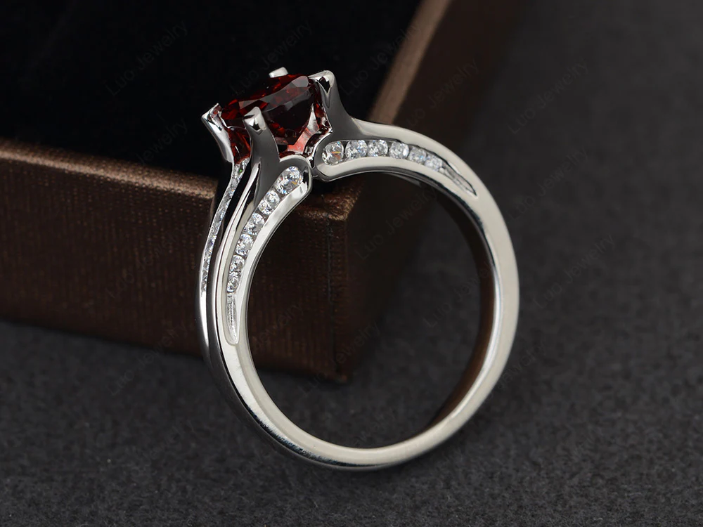 Garnet Channel Set Engagement Ring - Image 3