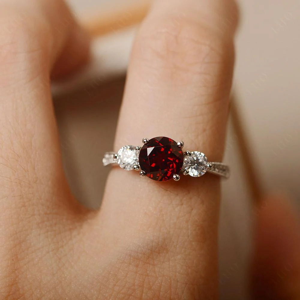 Garnet 3 Stone Engagement Ring - Image 13