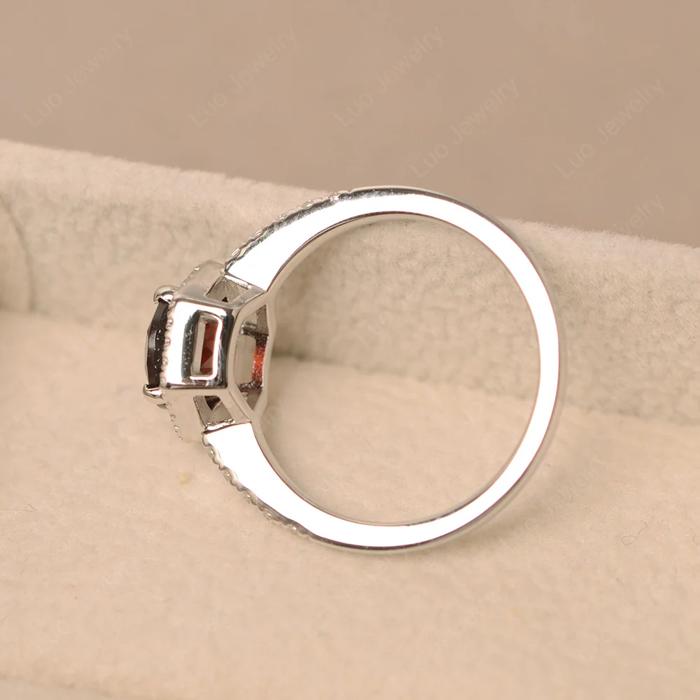 Garnet Hexagon Halo Engagement Ring - Image 4