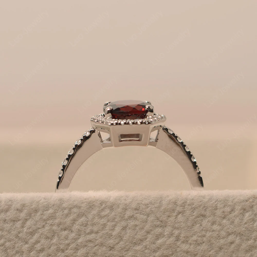 Garnet Hexagon Halo Engagement Ring - Image 5