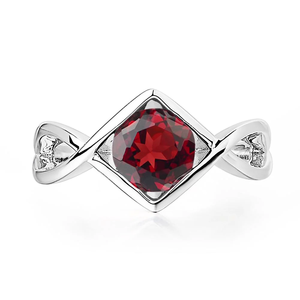 Garnet Bezel Set Infinity Solitaire Ring - Image 2