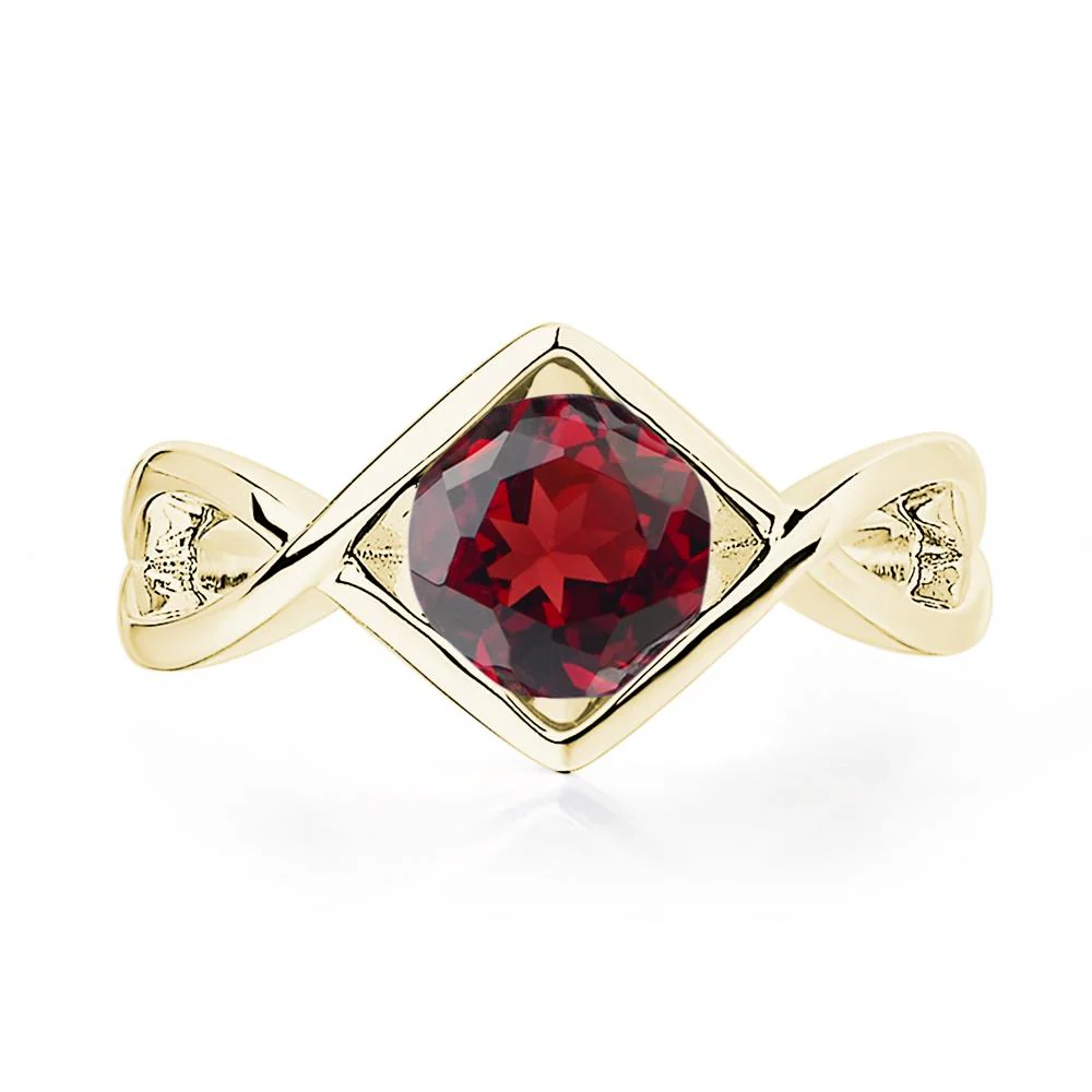 Garnet Bezel Set Infinity Solitaire Ring - Image 8