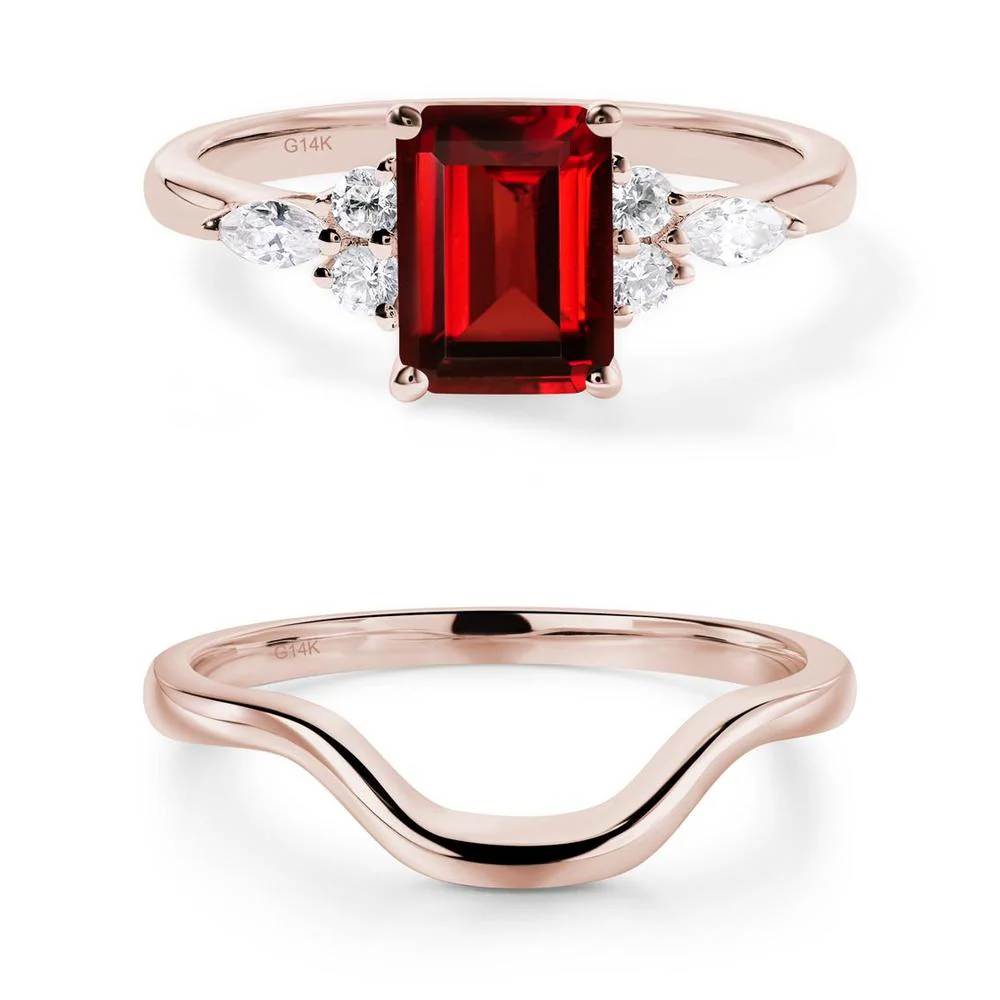 Simple Emerald Cut Garnet Ring - Image 11