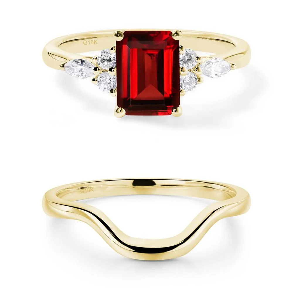 Simple Emerald Cut Garnet Ring - Image 13