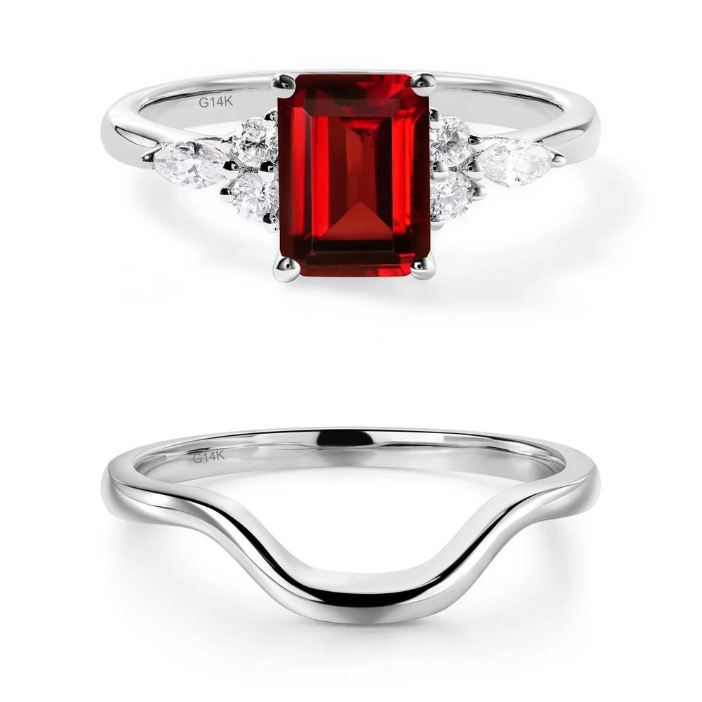 Simple Emerald Cut Garnet Ring - Image 17