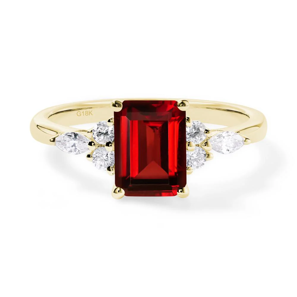Simple Emerald Cut Garnet Ring - Image 2
