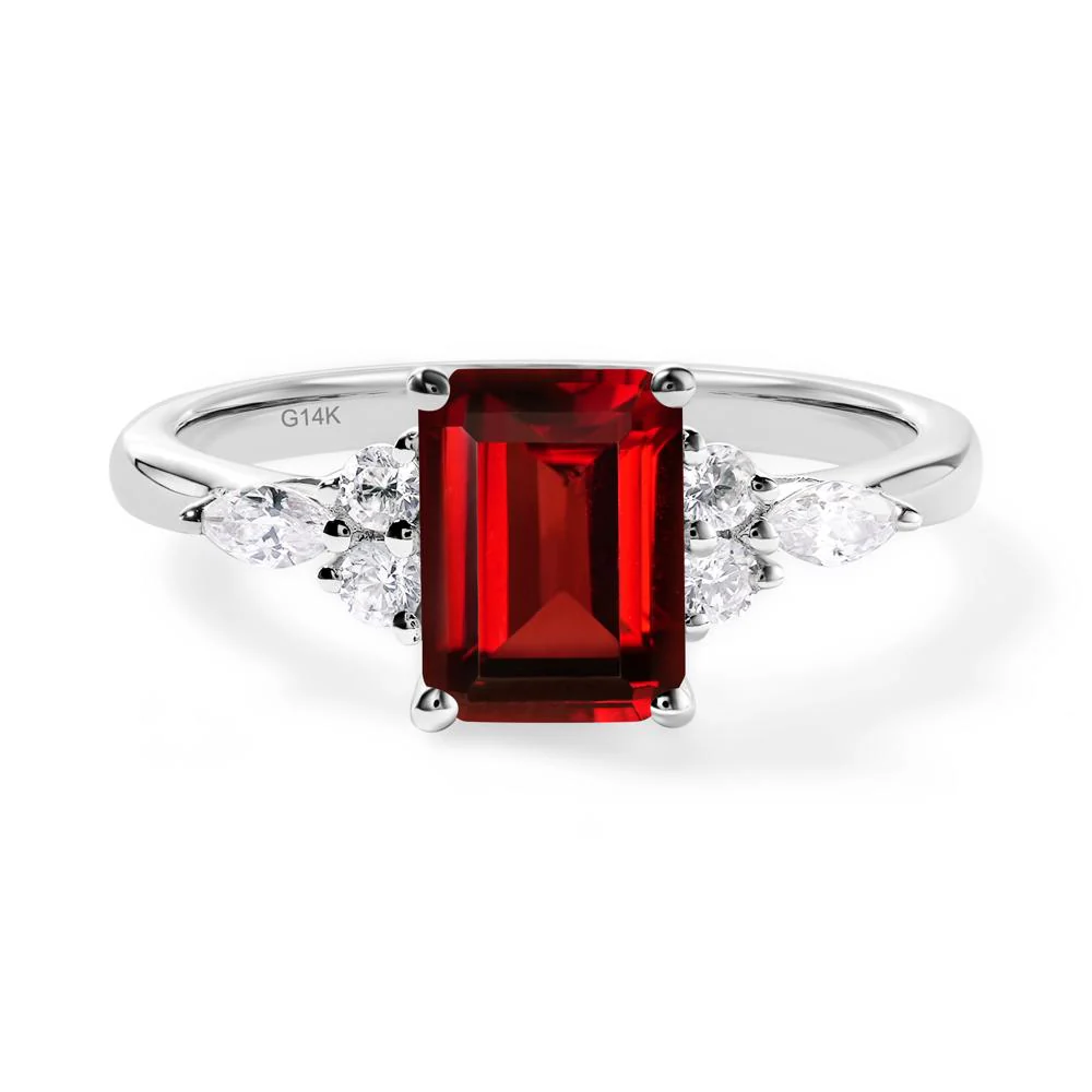 Simple Emerald Cut Garnet Ring - Image 4