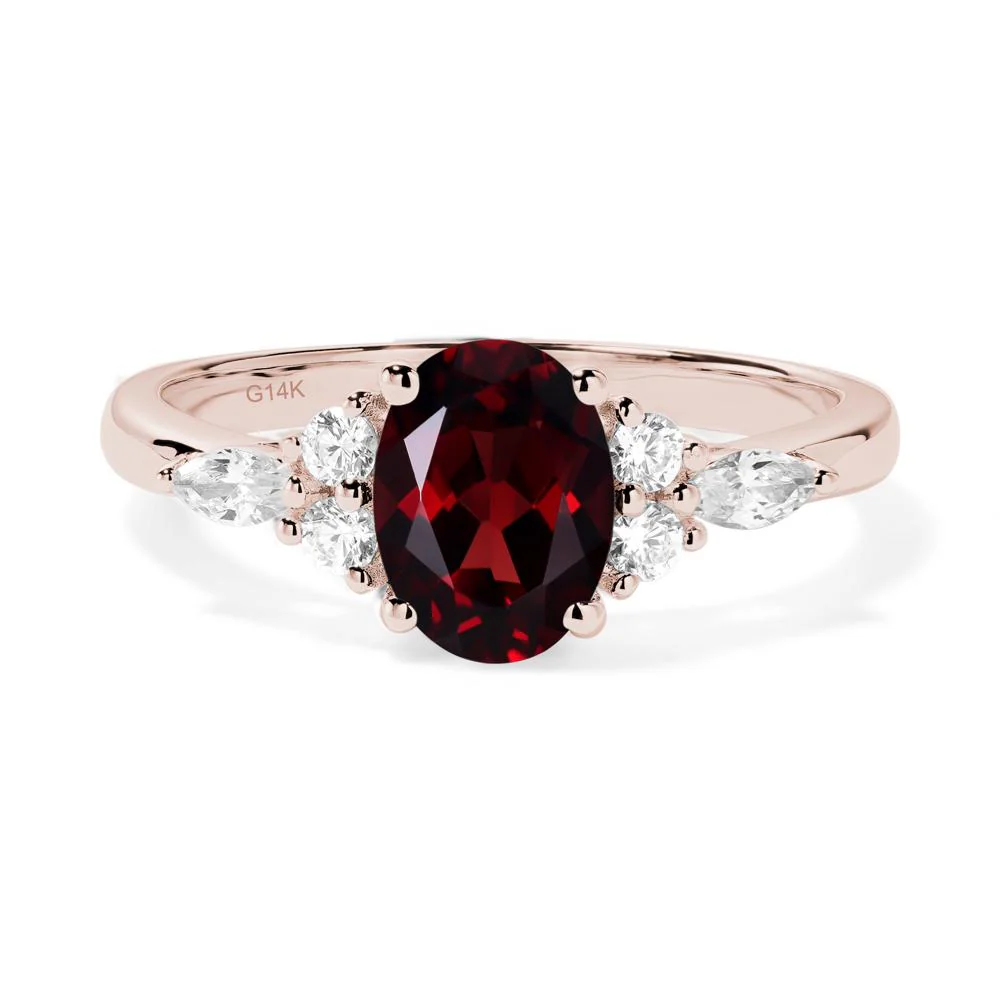 Simple Oval Garnet Engagement Ring - Image 2