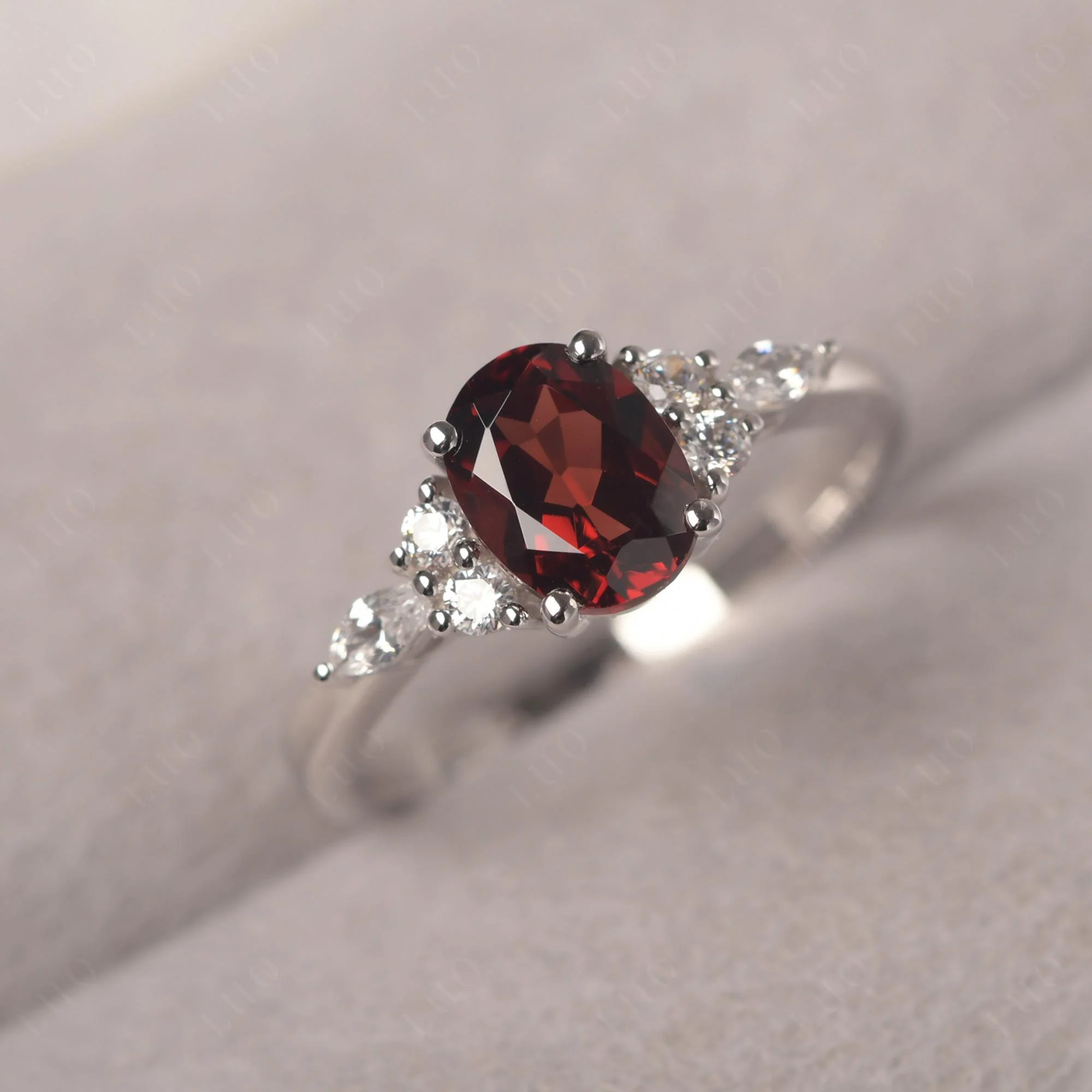 Simple Oval Garnet Engagement Ring - Image 29