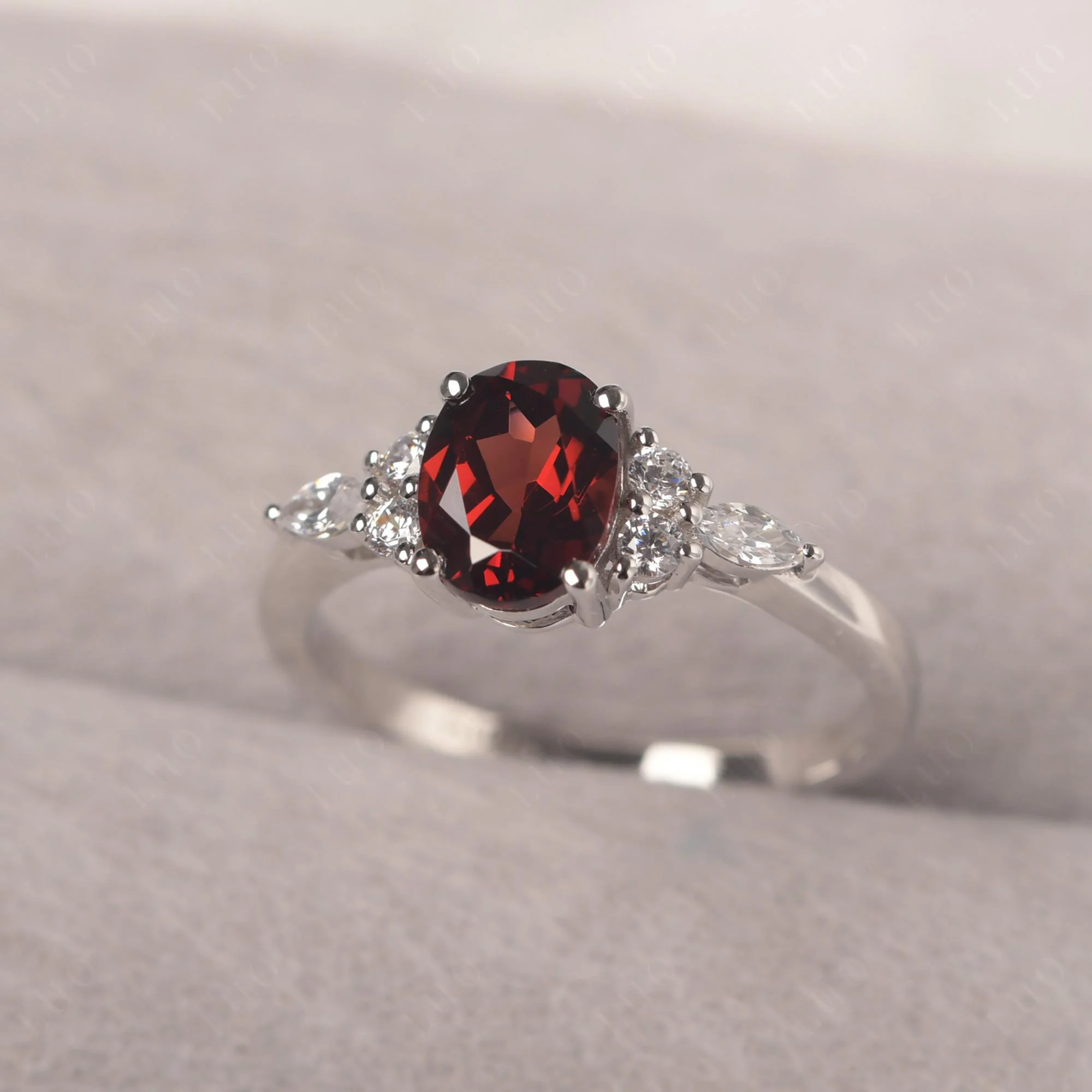 Simple Oval Garnet Engagement Ring - Image 30
