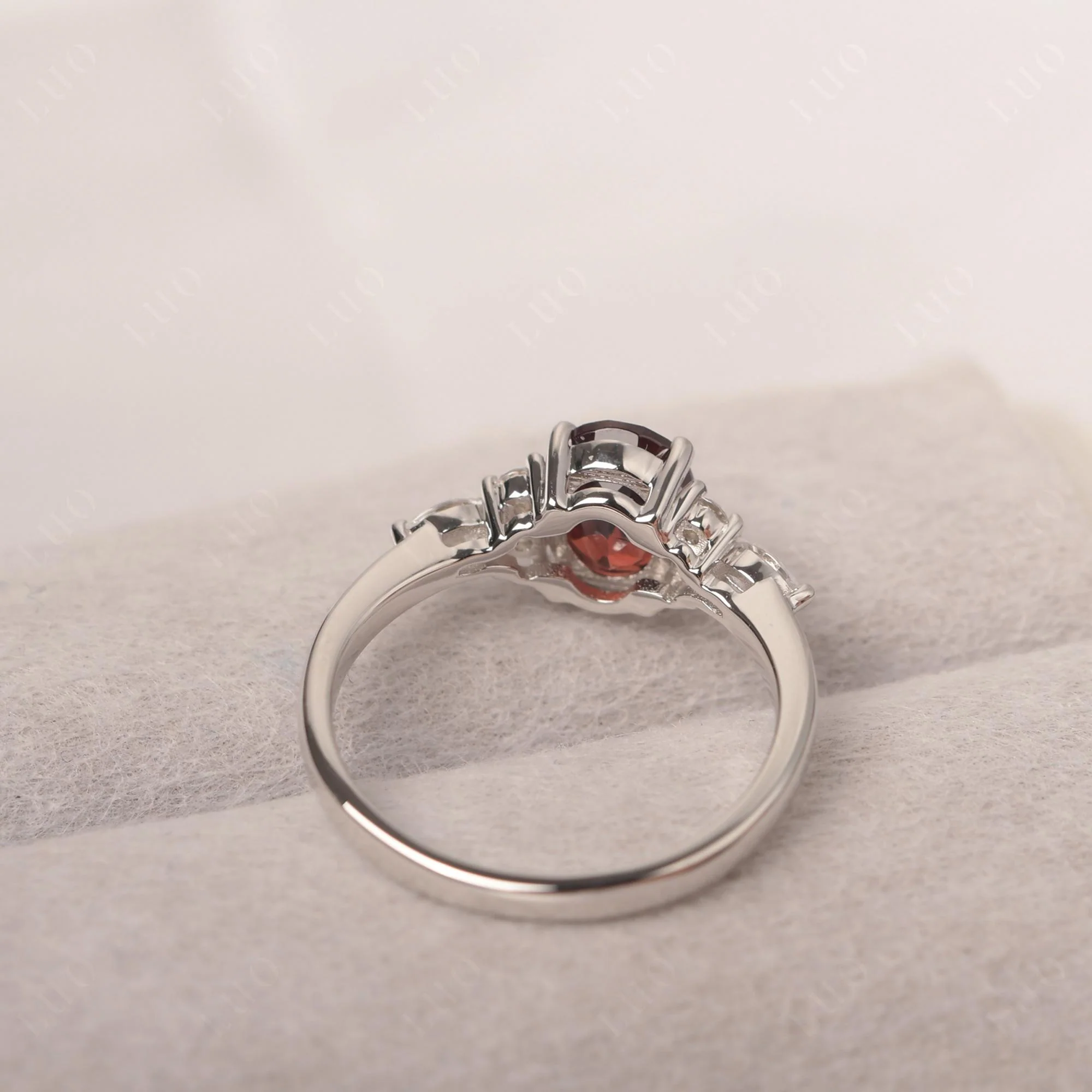 Simple Oval Garnet Engagement Ring - Image 32