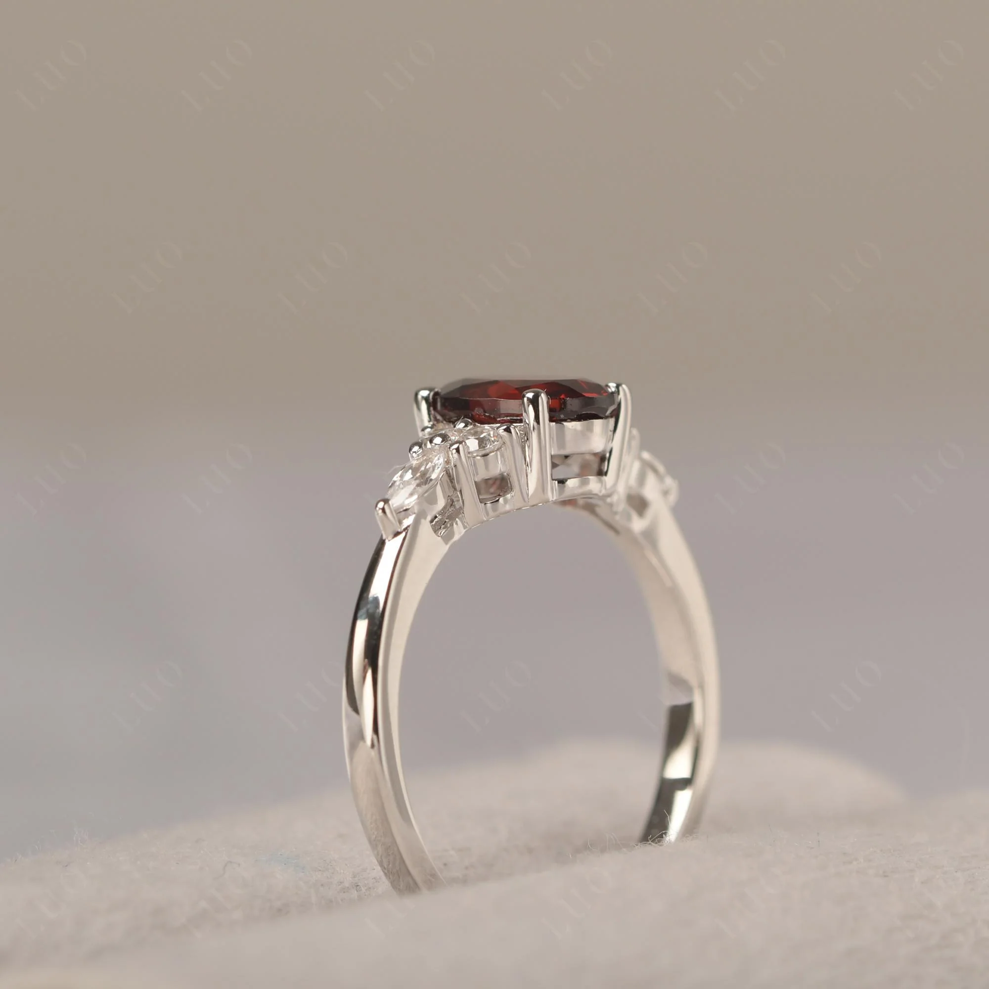 Simple Oval Garnet Engagement Ring - Image 33