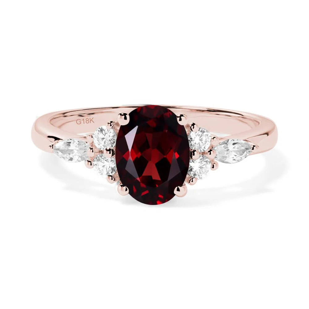 Simple Oval Garnet Engagement Ring - Image 5