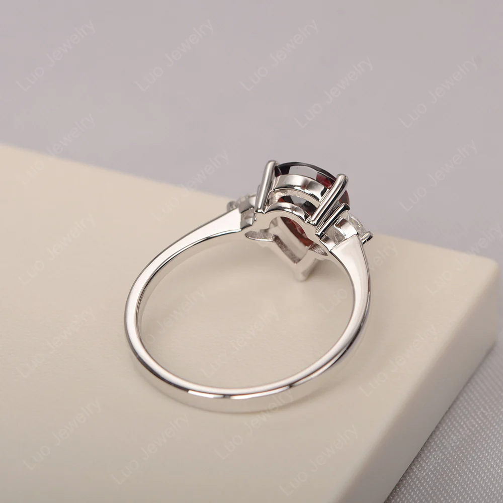Teardrop Garnet Trilogy Ring - Image 3