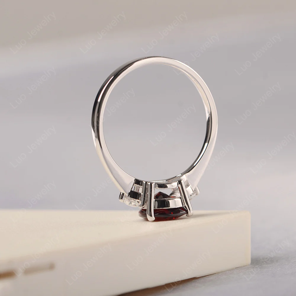 Teardrop Garnet Trilogy Ring - Image 4