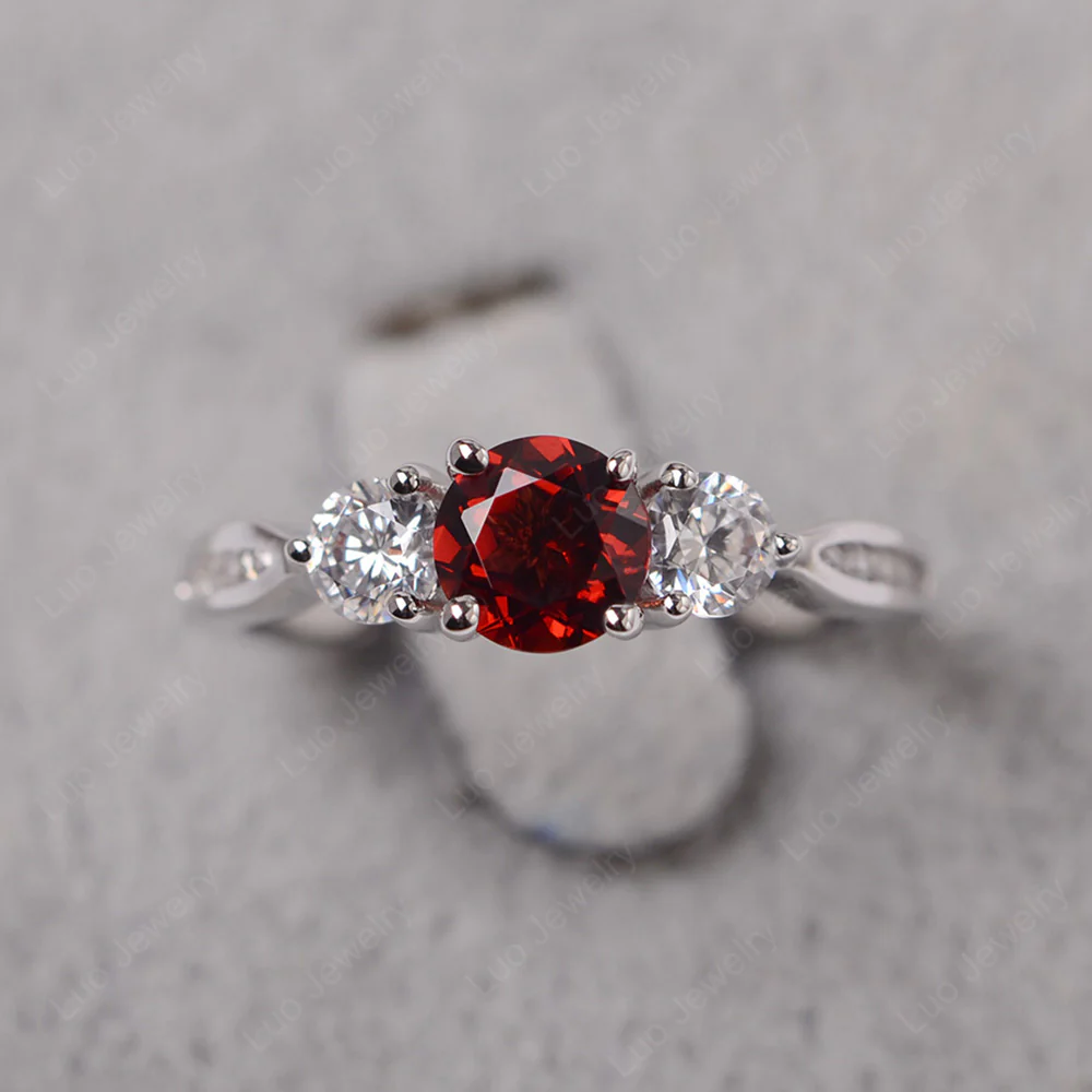 Garnet Three Stone Engagement Ring - Image 2