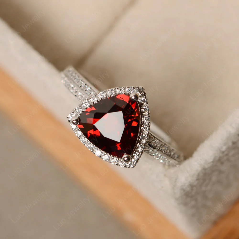 Luxury Garnet Halo Engagement Ring - Image 3