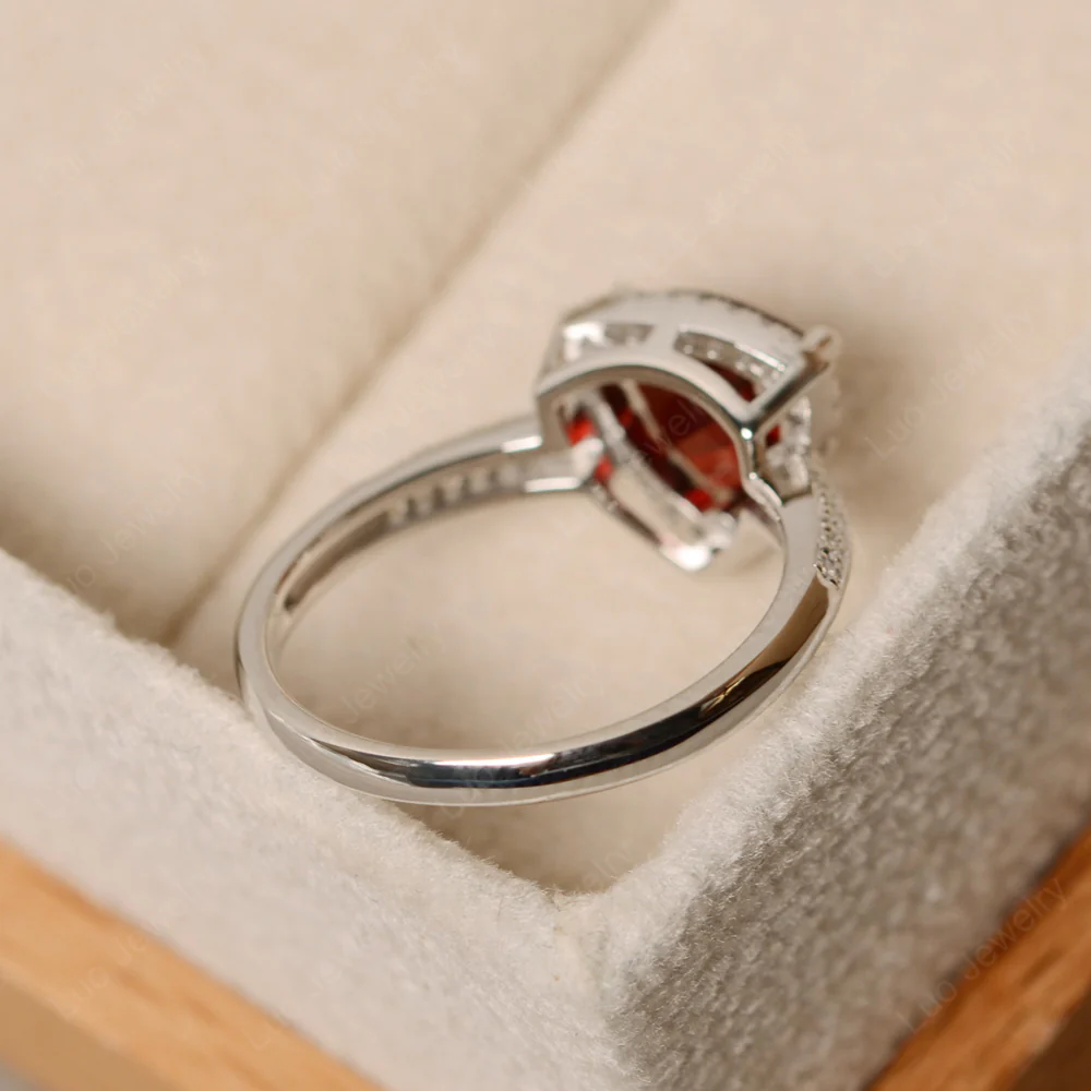 Luxury Garnet Halo Engagement Ring - Image 4