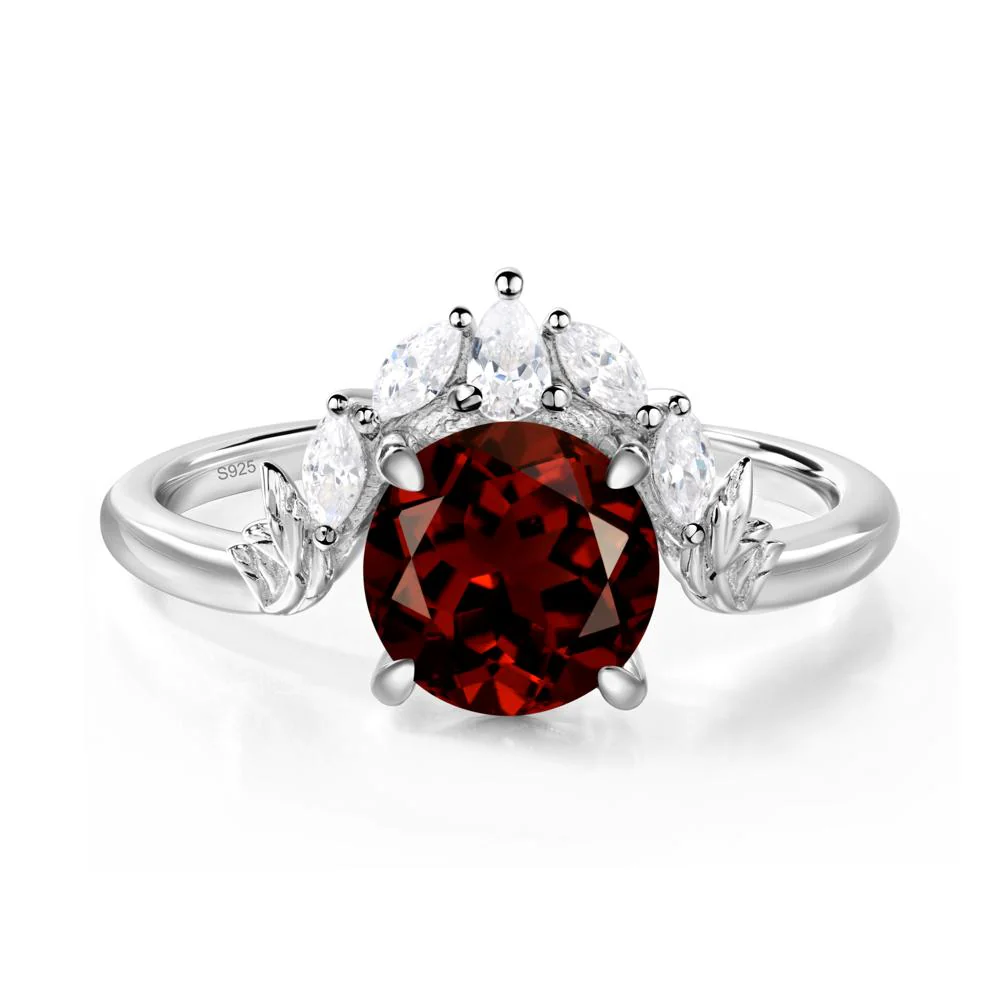 Garnet Ring with Marquise Side Stone