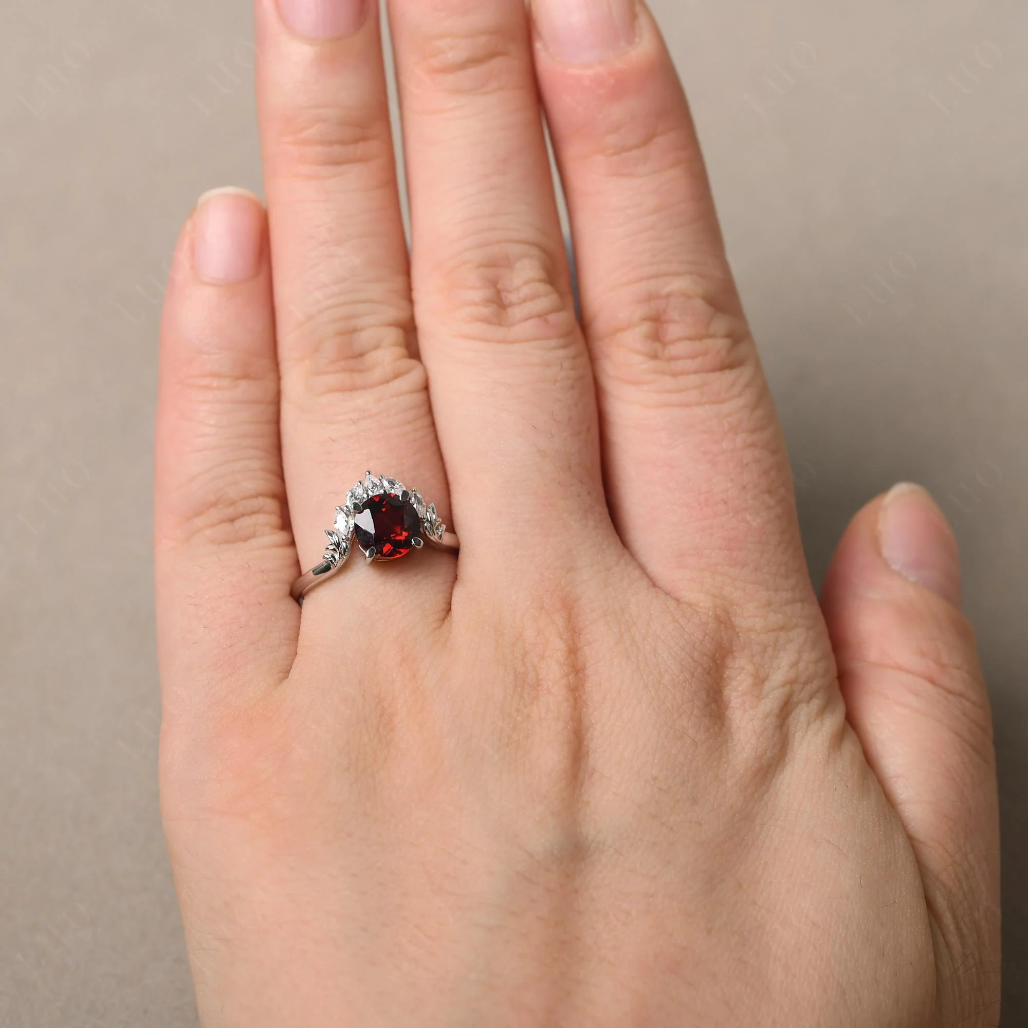 Garnet Ring with Marquise Side Stone - Image 33