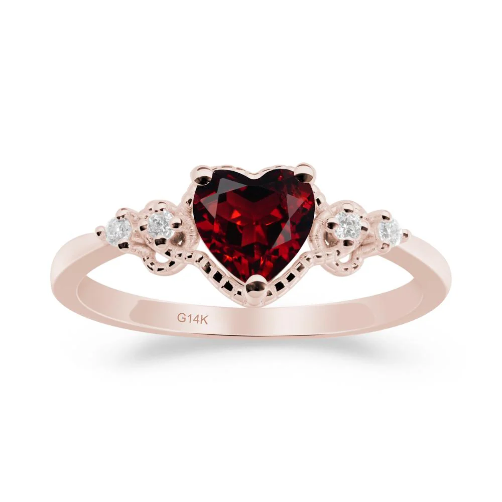 Garnet Ring with Milgrain Halo