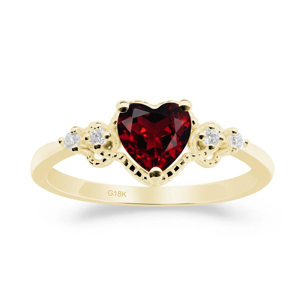 Garnet Ring with Milgrain Halo - Image 3