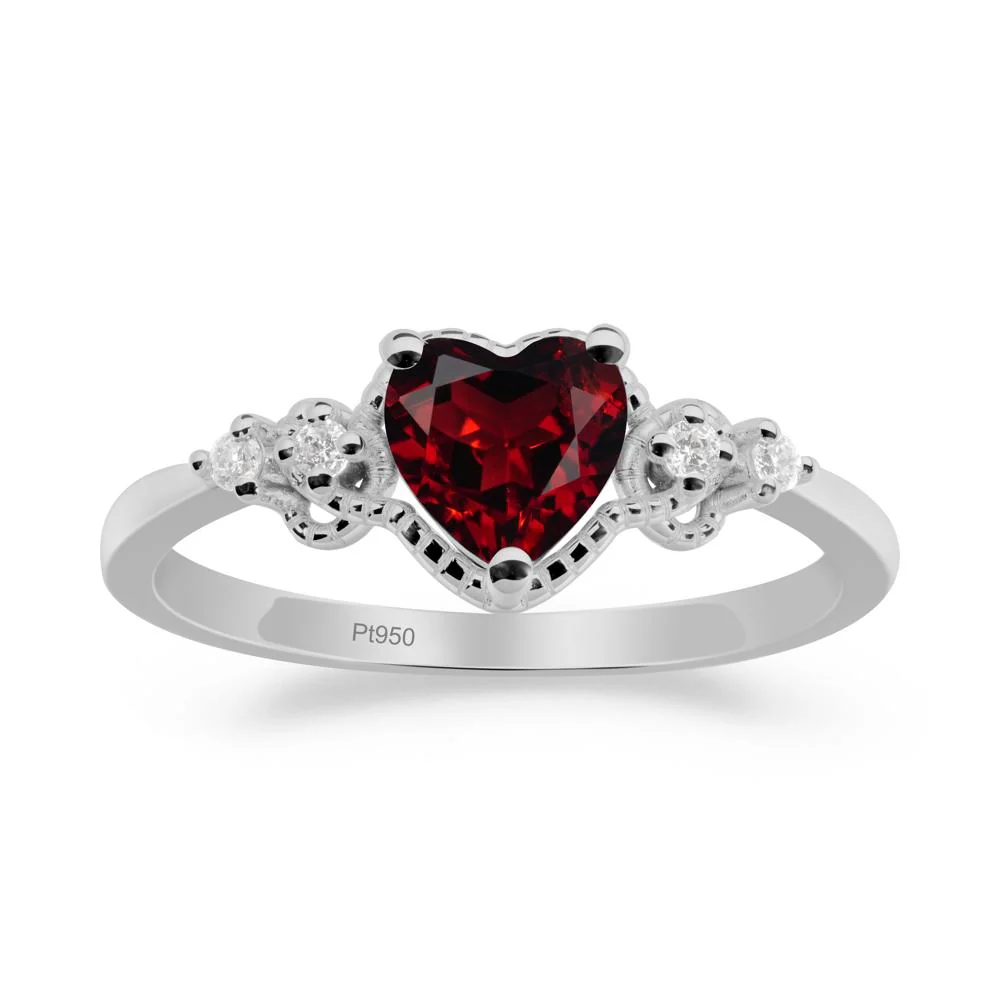 Garnet Ring with Milgrain Halo - Image 6