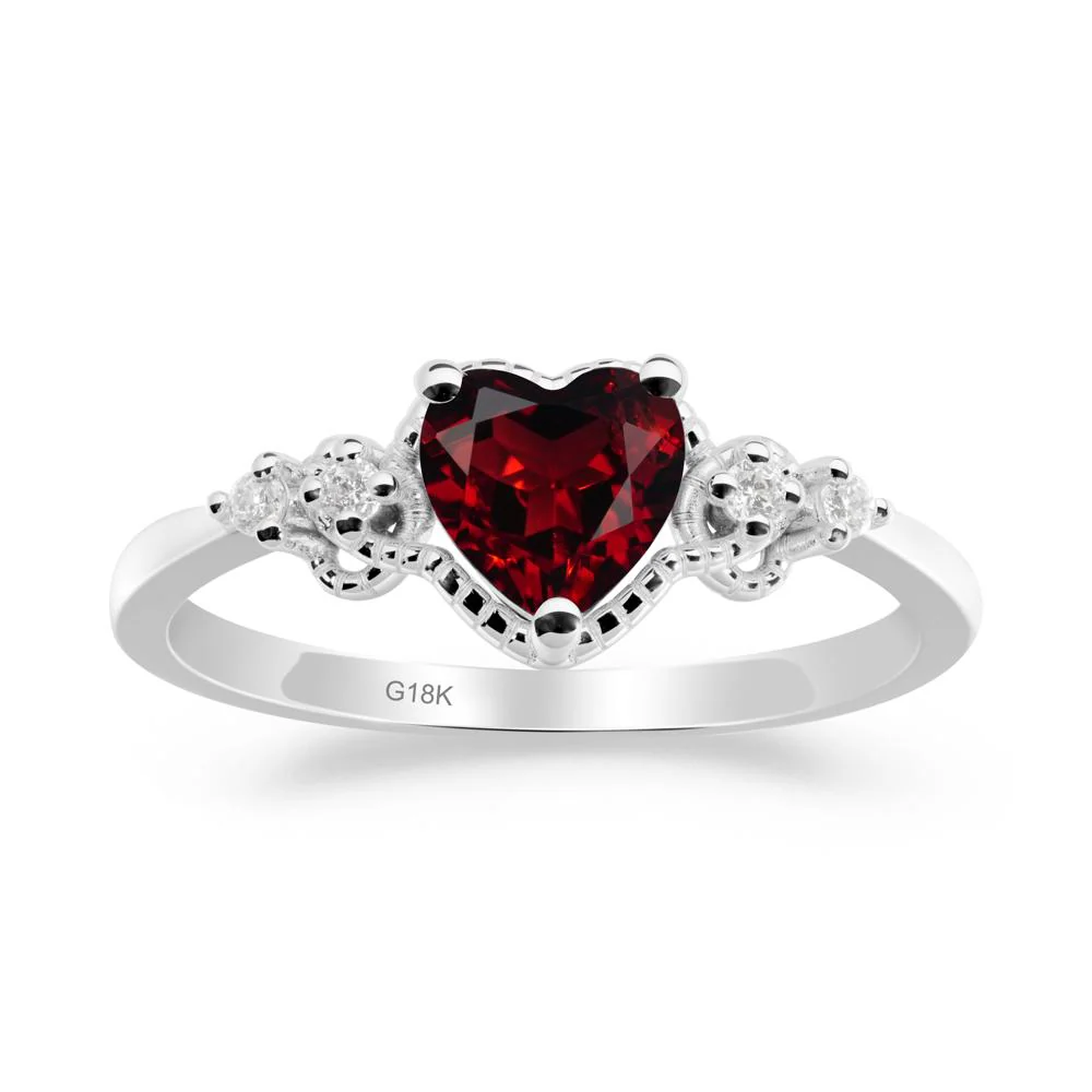 Garnet Ring with Milgrain Halo - Image 9